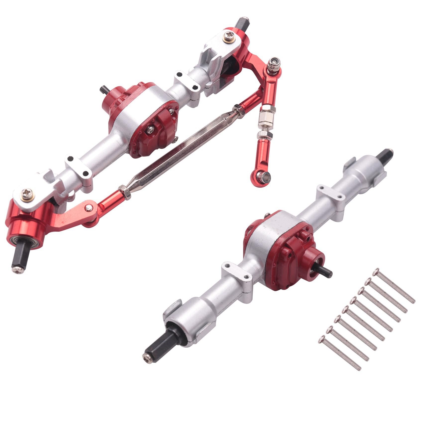 6X RC samochód przednia i tylna oś kompletny do MN D90 D91 D96 D99S MN90 MN96 MN99 MN99S 1/12 RC Auto Upgrade części, srebrny