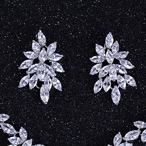 Conjunto de collar y pendientes de cristal floral para novias y bodas 5