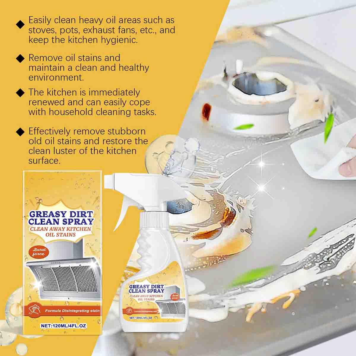Heavy Oil Cleaner,All-Purpose Oil Stain Cleaner,Multifunctional Powerful Kitchen Foam cleaner,120ml Heavy oil Grease Removal Spray,Durable Stain Cleaning Agent For Kitchen,Household,Stove (2pcs)