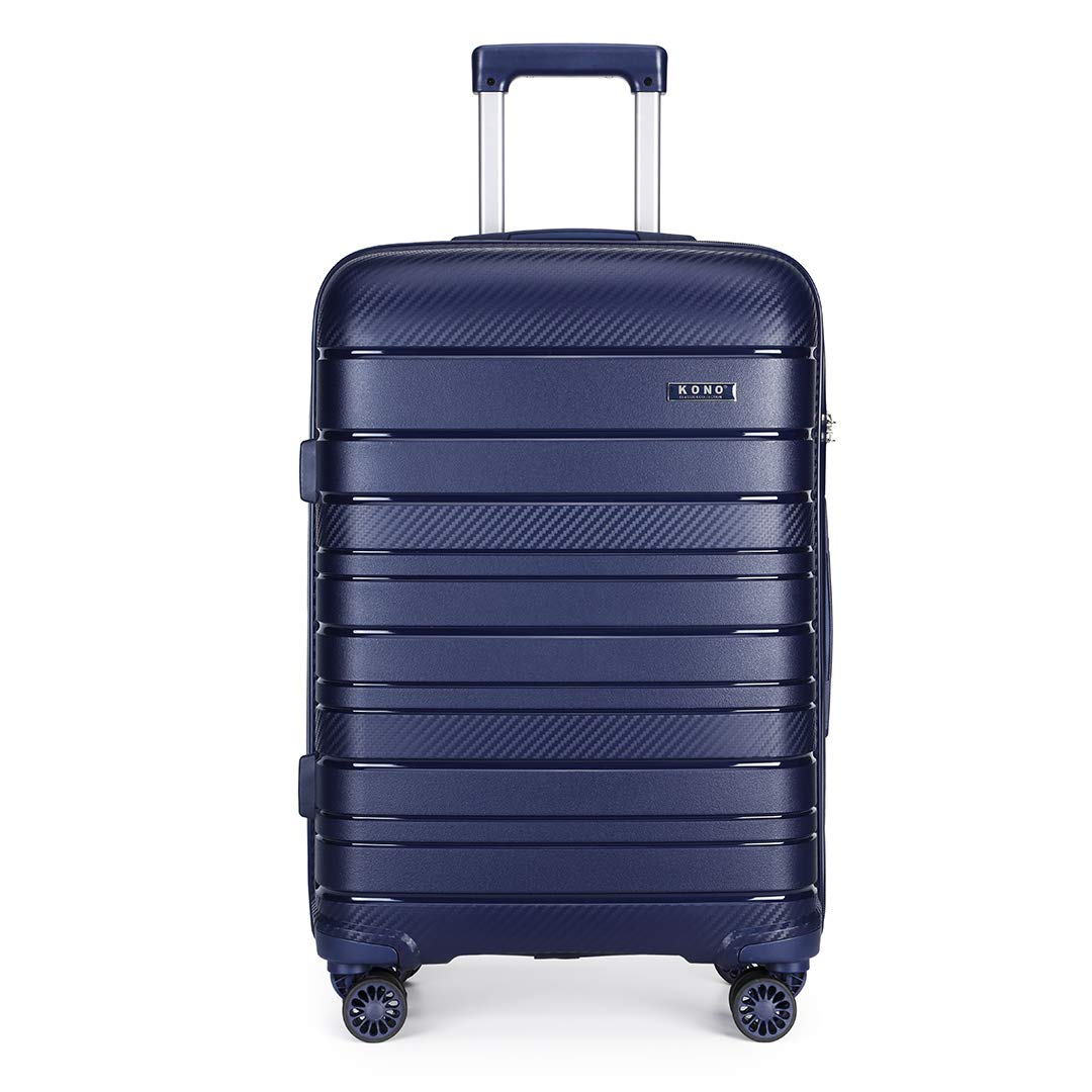 KONO Valigia Media 65cm Rigida in Polipropilene Trolley Valige con TSA Lucchetto e 4 Ruote, Marina Militare
