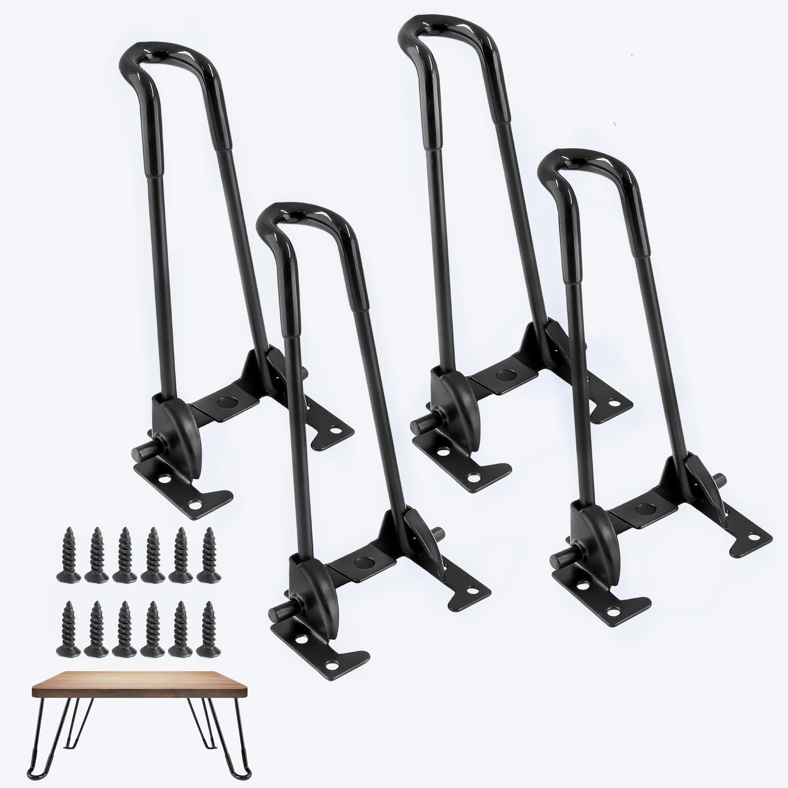 4Pcs Foldable Hairpin Legs, 10 inch Folding Metal Black