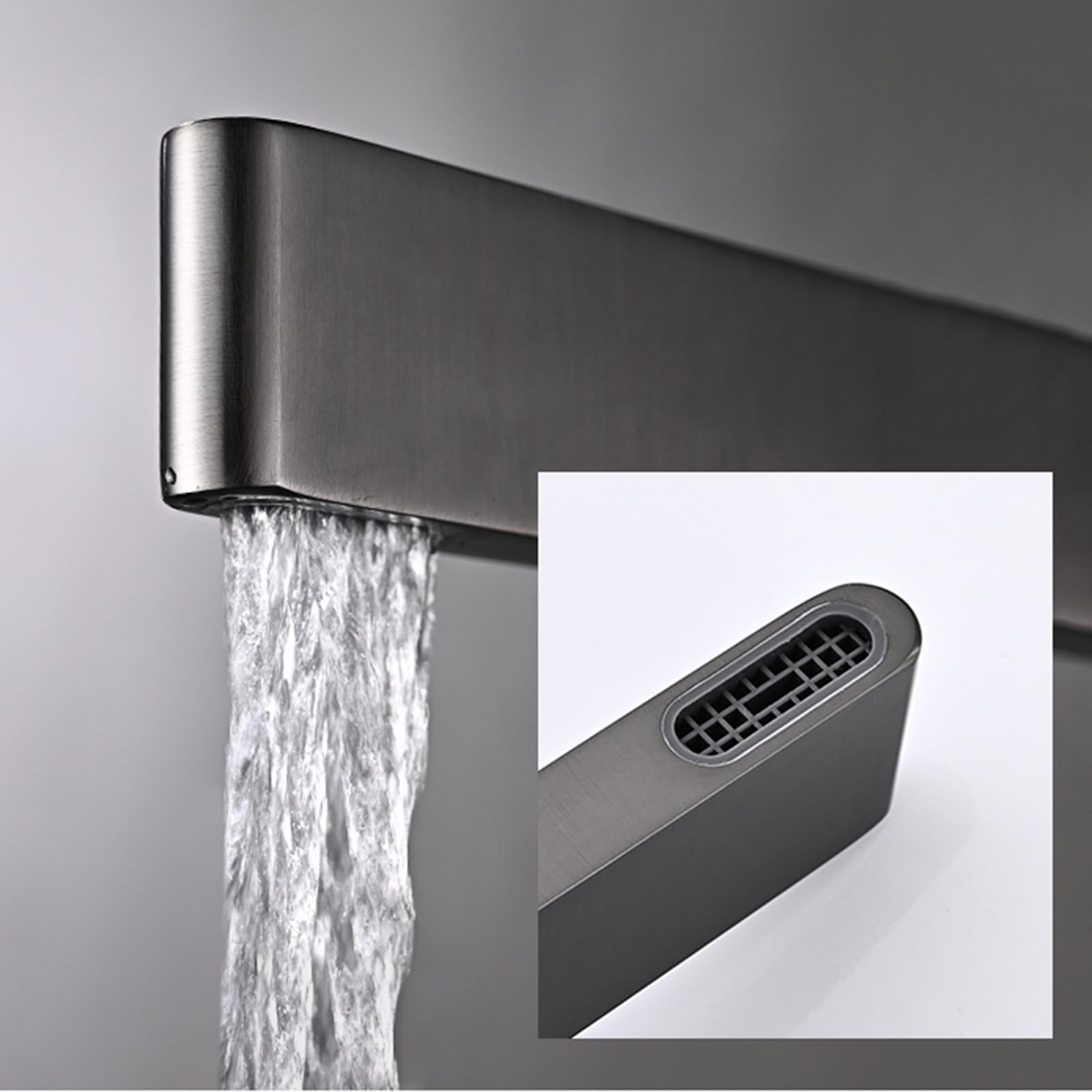 Wasserfall Waschtischarmatur Gebürstetes Gold Waschbeckenarmatur Bad Hoch Armatur Badezimmer Wasserfall mit Kaltes & Heißes Wasser