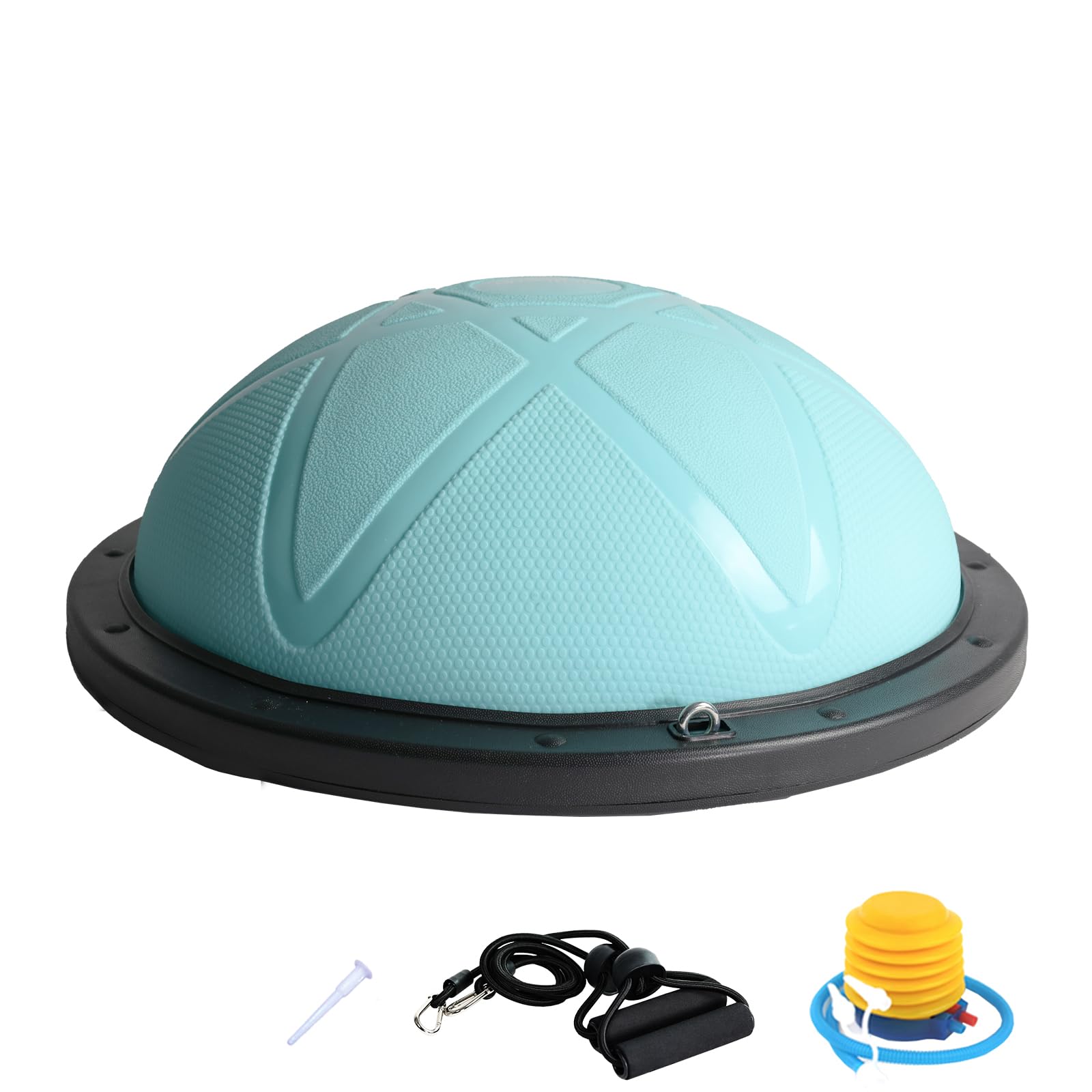 DH FitLife Balance Ball, Yoga Balance Trainer Φ60×22cm, Maximum Load 200 kg, Half Exercise Ball for Core, Balance & Strength Training, Balance Board with Pump and 2 Fitness Bands (Blue)