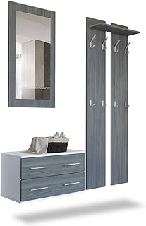 Kofkever Art. 0801 Kira entrata Finitura Rovere Antracite Cassettiera Specchio Appendiabiti