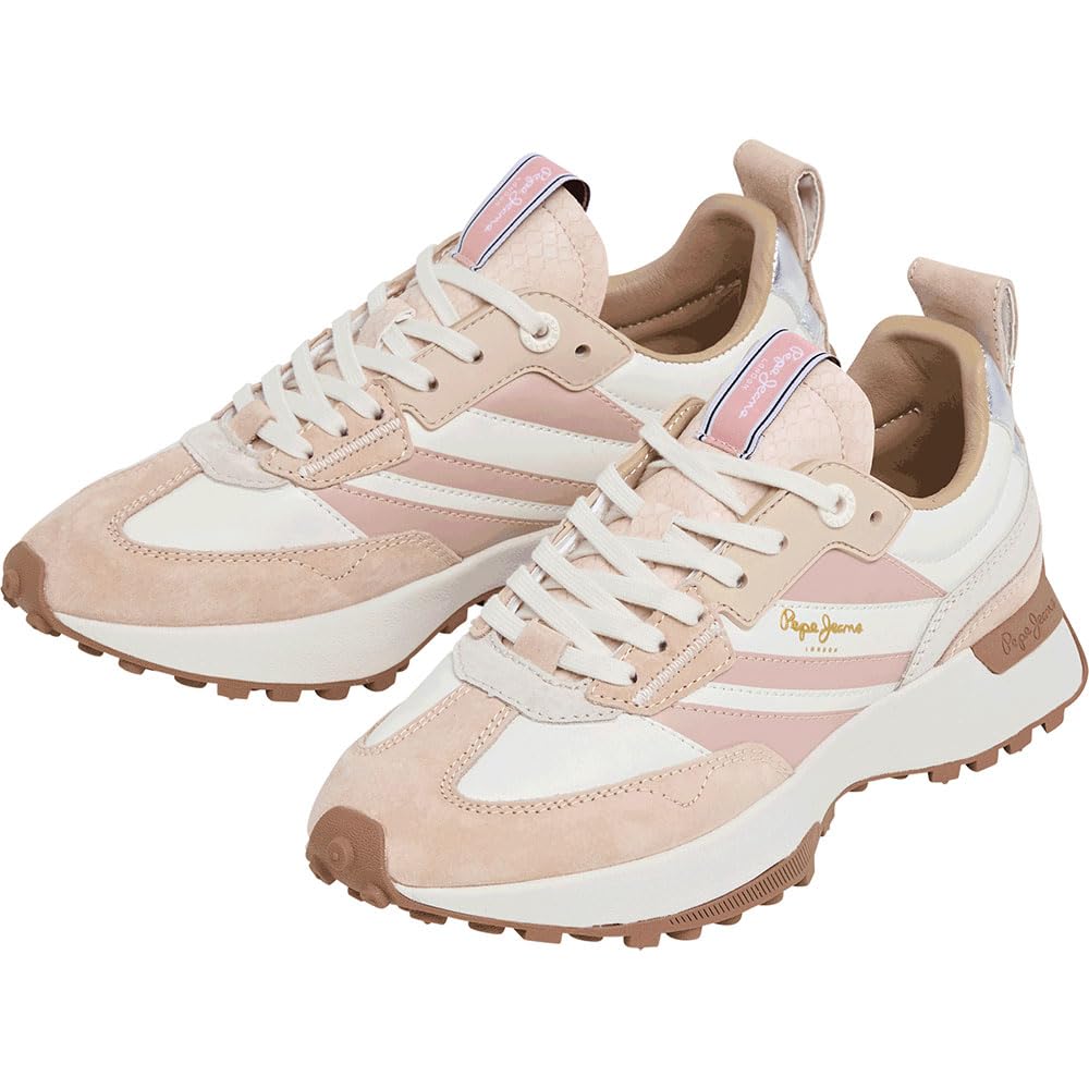 Pepe Jeans Tenis Lucky Original para Mujer, Beige Off Lace Beige, 5 UK