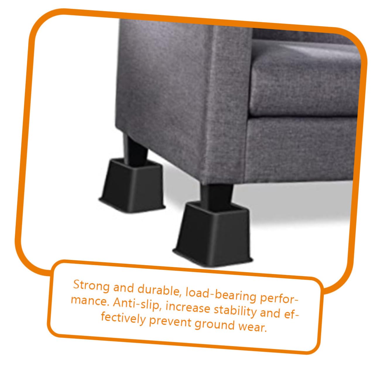 Unomor 4Pcs Heavy Duty Furniture Risers Bed Frame Elevators Material for Sofa Table Chair Legs for Home Office Use Prevents Floor Scratches