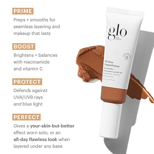 Miniatura 3 de Glo Skin Beauty Imprimación tintada sin aceite SPF 30, (profundo) 1.7 oz  Maquillaje mineral para cara, base base 4 en 1, cobertura transparente,