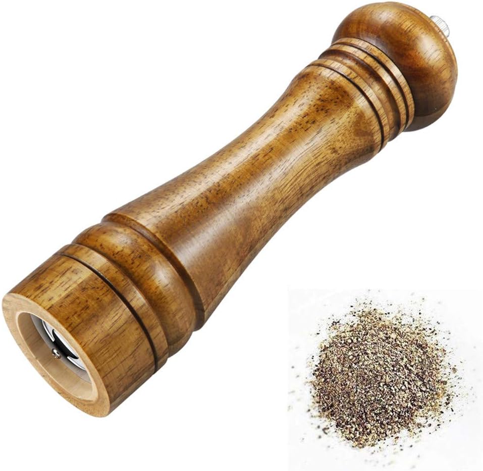 Foyucool Set Macina Sale e Pepe in Legno, 2 Macina Pepe Manuale, Granulosità Regolabile, Rotore in Ceramica, con Vassoio e Pennello per la Pulizia