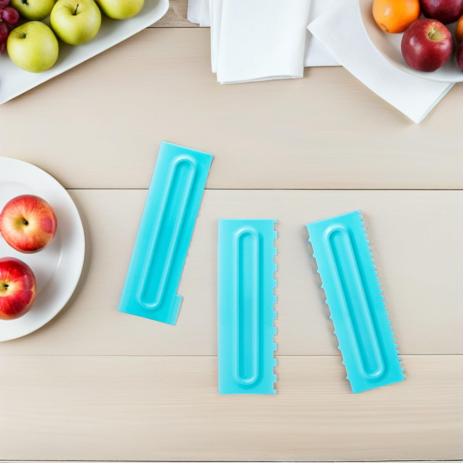 9piezas Raspador de Pasteles Alisador de Glaseado Herramienta para Alisar Fondant Raspador de Pasteles de Plástico para Hornear Postres de Cumpleaños
