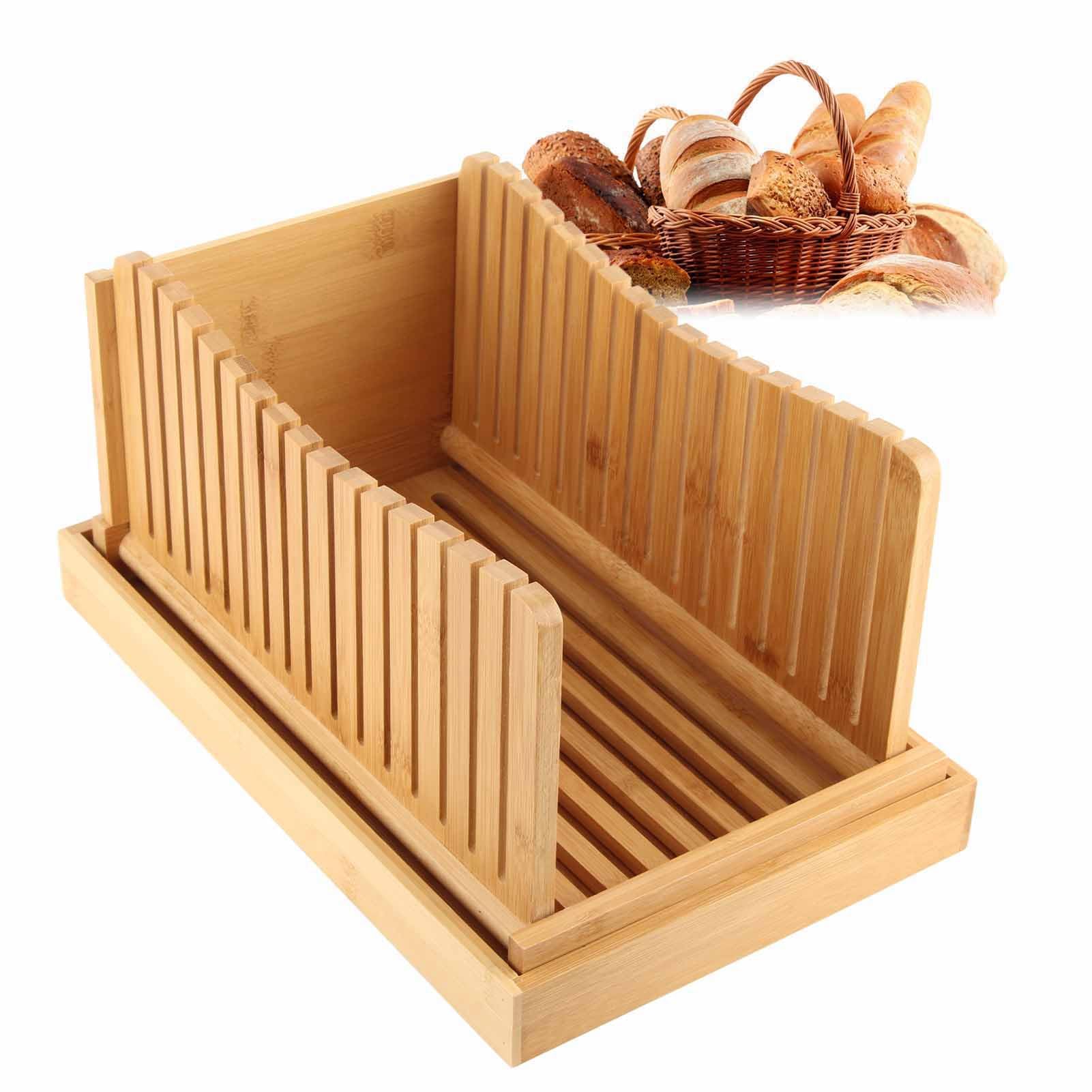 Guía de Rebanador de Pan, Cortadora de Pan Ajustable para Máquina de Corte de Pan Casera, Guía de Corte de Pan Plegable Fácil de Usar con Bandeja de Miga