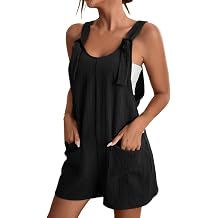 Rompers for Women Casual Summer Outfits Adjustable Straps Baggy Short Overalls Loose Comfy Jumpsuit with Pockets
