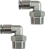 Vista 9 de Paquete de 2 codos neumáticos macho de acero inoxidable 304 de 1/2 pulgada de diámetro exterior x 1/2 pulgada NPT rosca para conectar accesorios