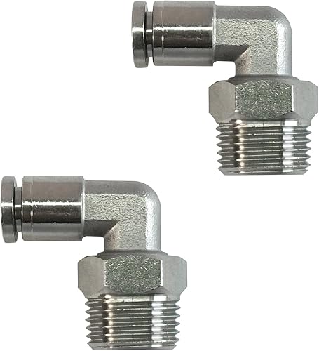 Miniatura 9 de Jienk 5 piezas neumáticas de acero inoxidable 304 codo macho de 14 pulgadas de tubo OD x 14 pulgadas NPT rosca empujar para conectar accesorios de