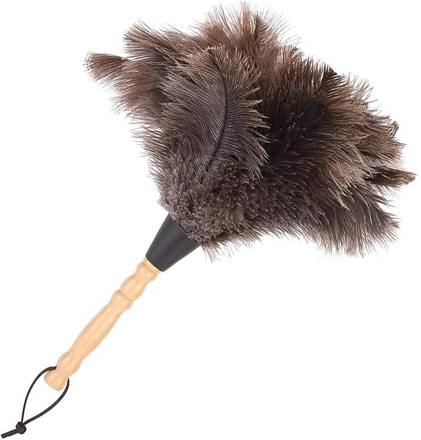 Cdemiy Ostrich Feather Dusters, Real Feather Duster, Anti Static Dusters with Wooden Handles, Cleaning Tool for Office, Home Living Room, Bookshelf, Keyboard (35CM)