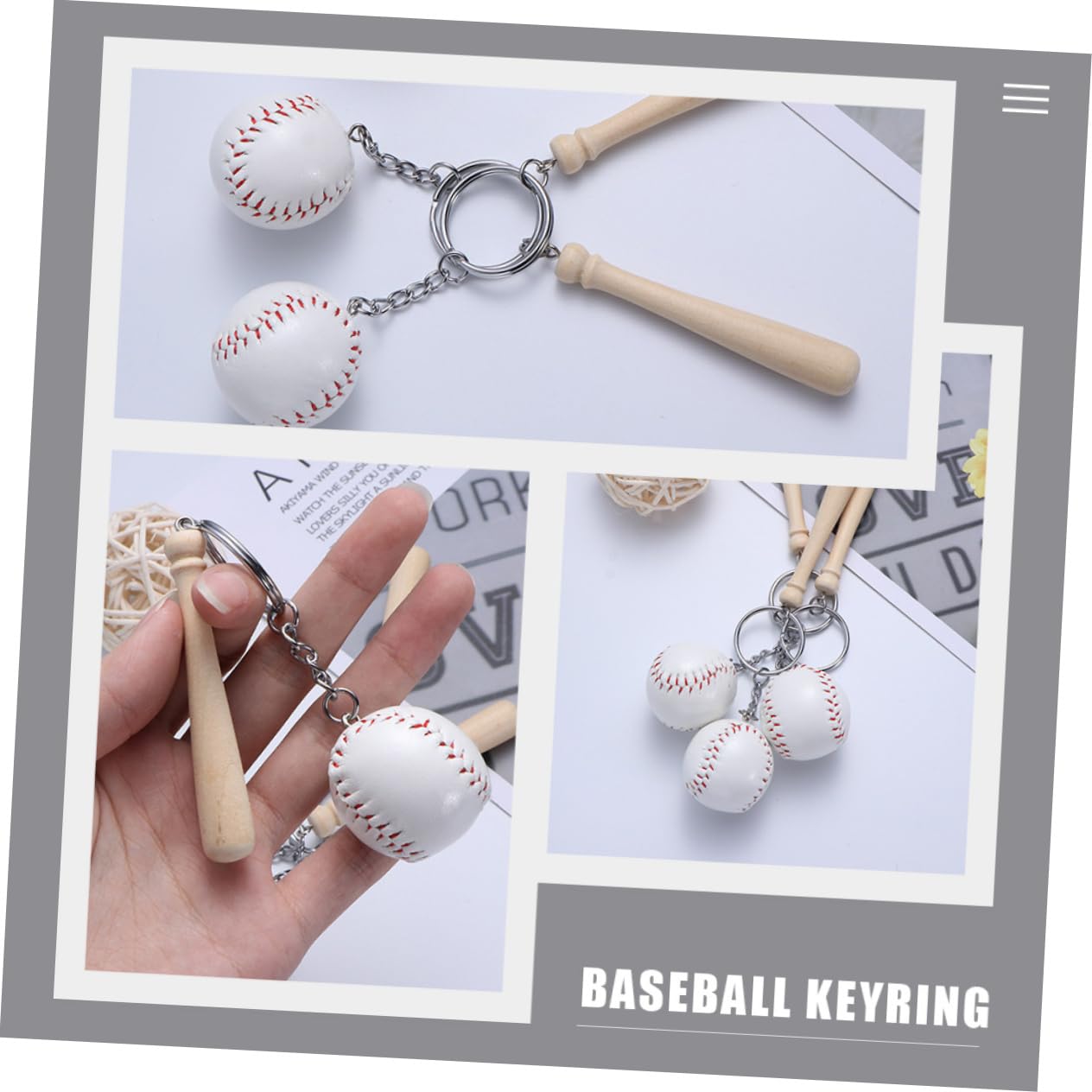 Beavorty 16pezzi Portachiavi Forma di Mazza da Baseball Ciondolo Souvenir per Feste Tema Sportivo Portachiavi per Borsa e Donna