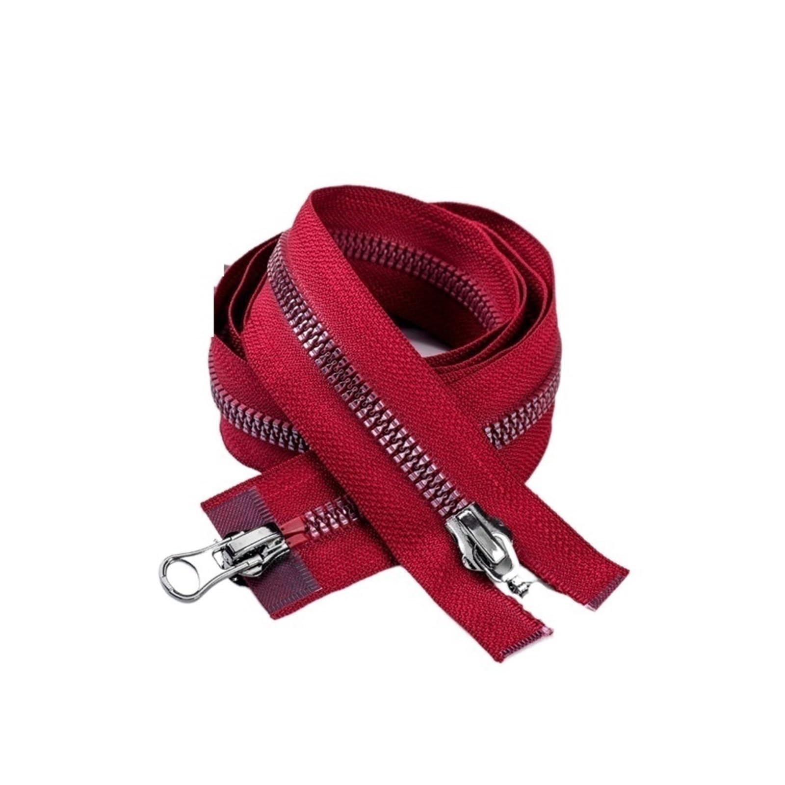 2 Wege ReißVerschluss Doppelschieber mit offenem Ende, Zwei-Wege-Reißverschluss for Tasche, Jacke, Kleidung, Heimwerken, dekoratives Nähen, Reparaturzubehör(DarkRed,120cm-5Pcs)