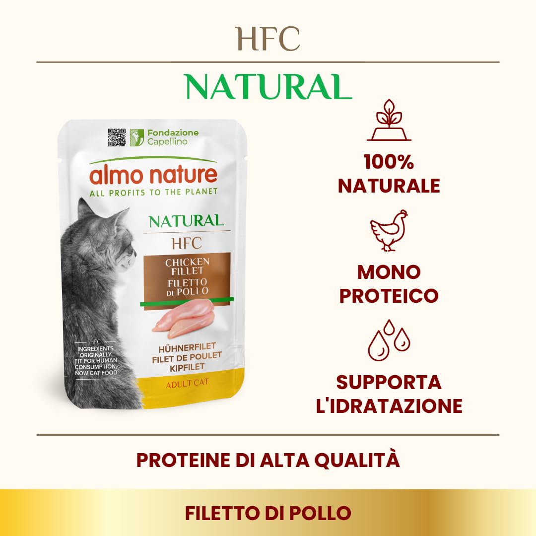 Almo Nature HFC Natural Zestaw 6 saszetek na mokrą karmę dla kotów i kurczaków