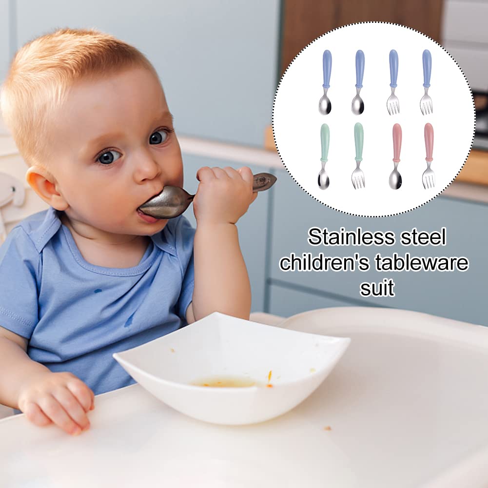 Posate Bambini In Acciaio Inox - Set 8 Pezzi, Forchette E Cucchiai Colorati - Foto 9