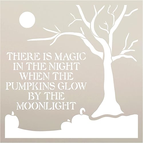 StudioR12 - Plantilla de calabaza de luz de luna Decoración para el hogar de otoño Pinta el letrero de madera de Halloween Plantilla reutilizable