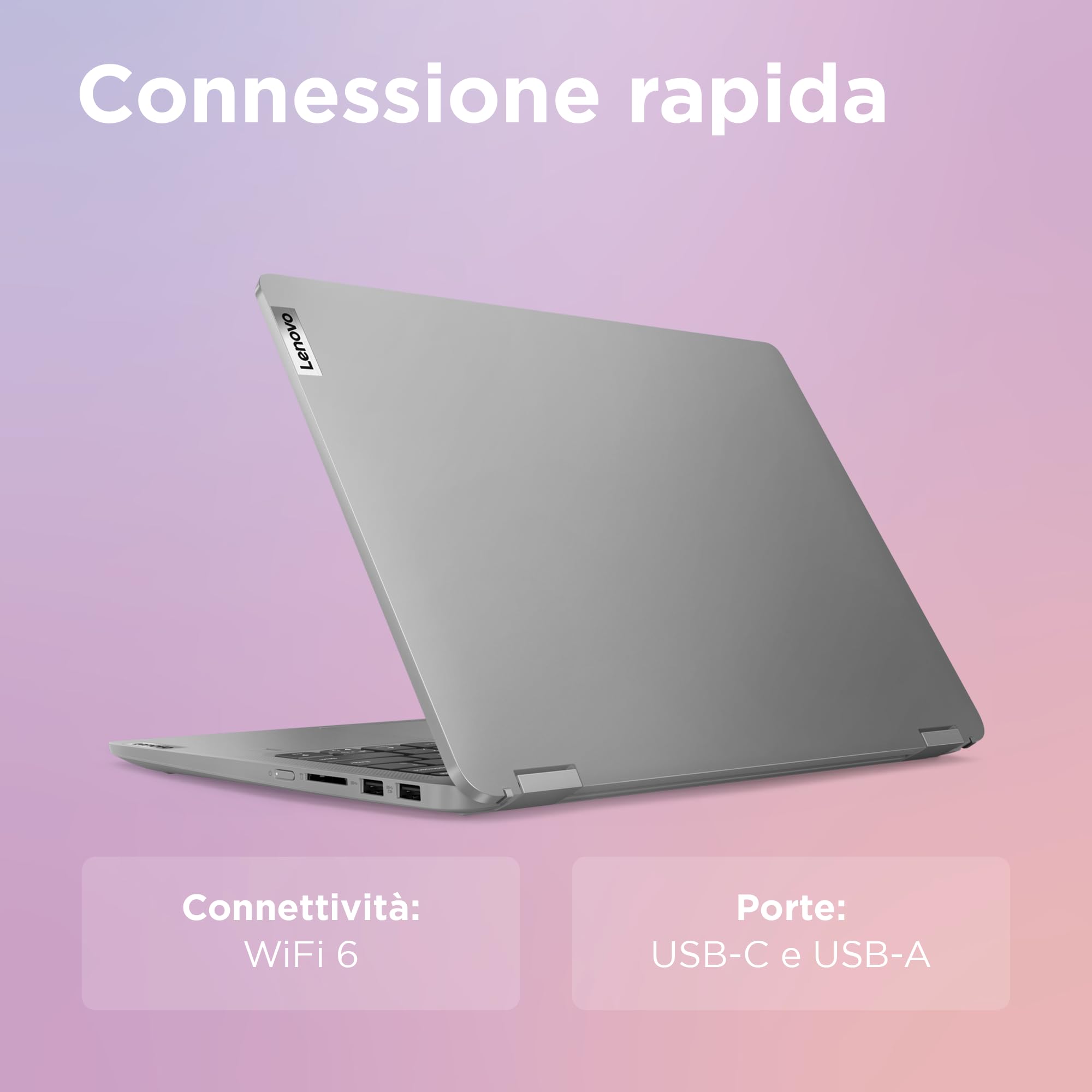Lenovo IdeaPad Flex 5 Notebook AMD Ryzen 7 7730U 16GB RAM 512GB SSD 14" Touch WUXGA IPS Windows 11 Home Tastiera italiana Digital Pen Arctic Grey