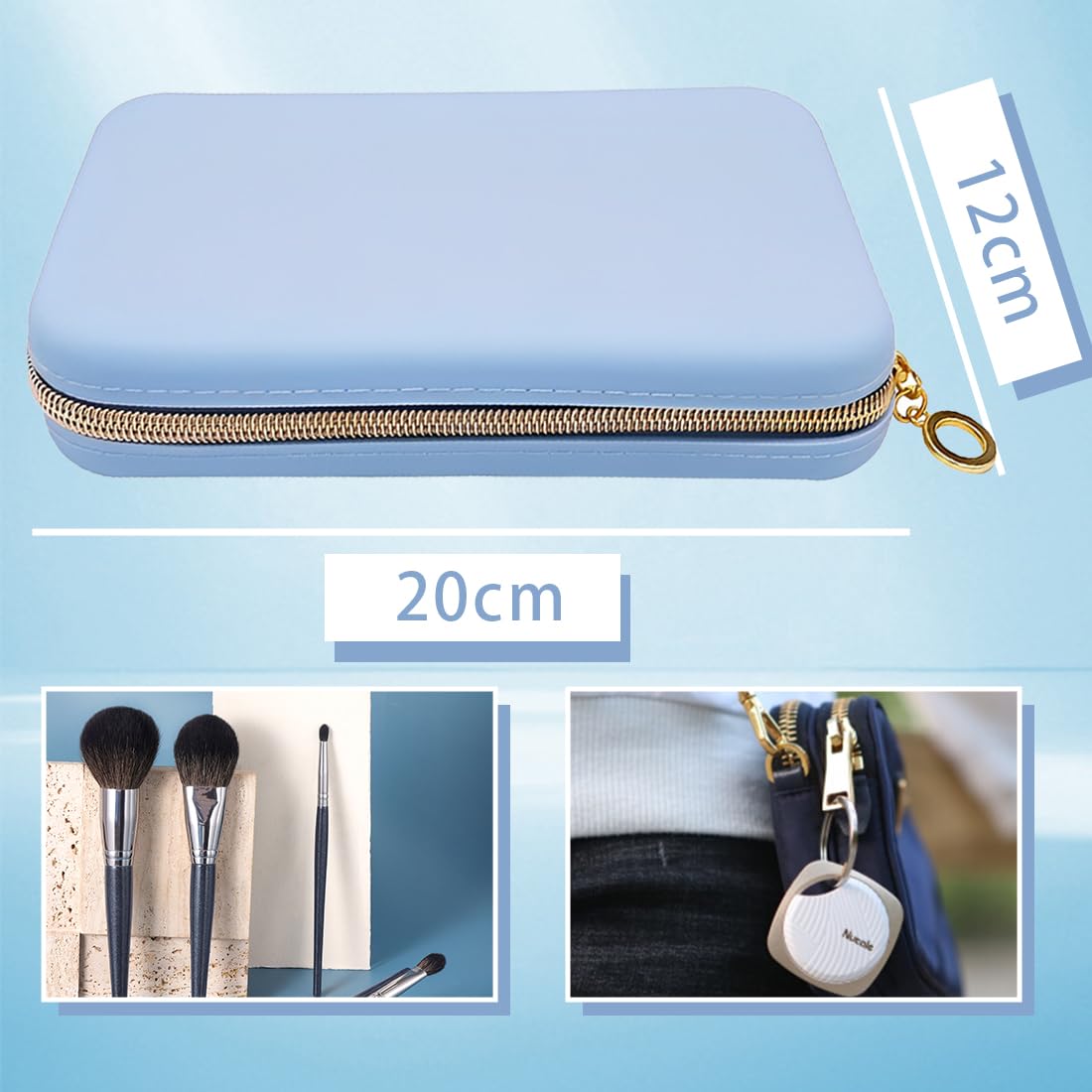 Borsa Da Viaggio In Silicone Elastico Con Cerniera Per Trucchi Cosmetici Beauty Case Blu 20×12×3cm