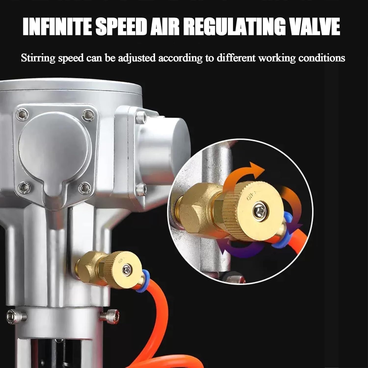 Mezclador de pintura neumático de 1 galón con soporte ajustable, agitador de velocidad variable para tambores, cuchillas de acero inoxidable y ABS, 50-3200 RPM mezcla eficiente para pinturas y product