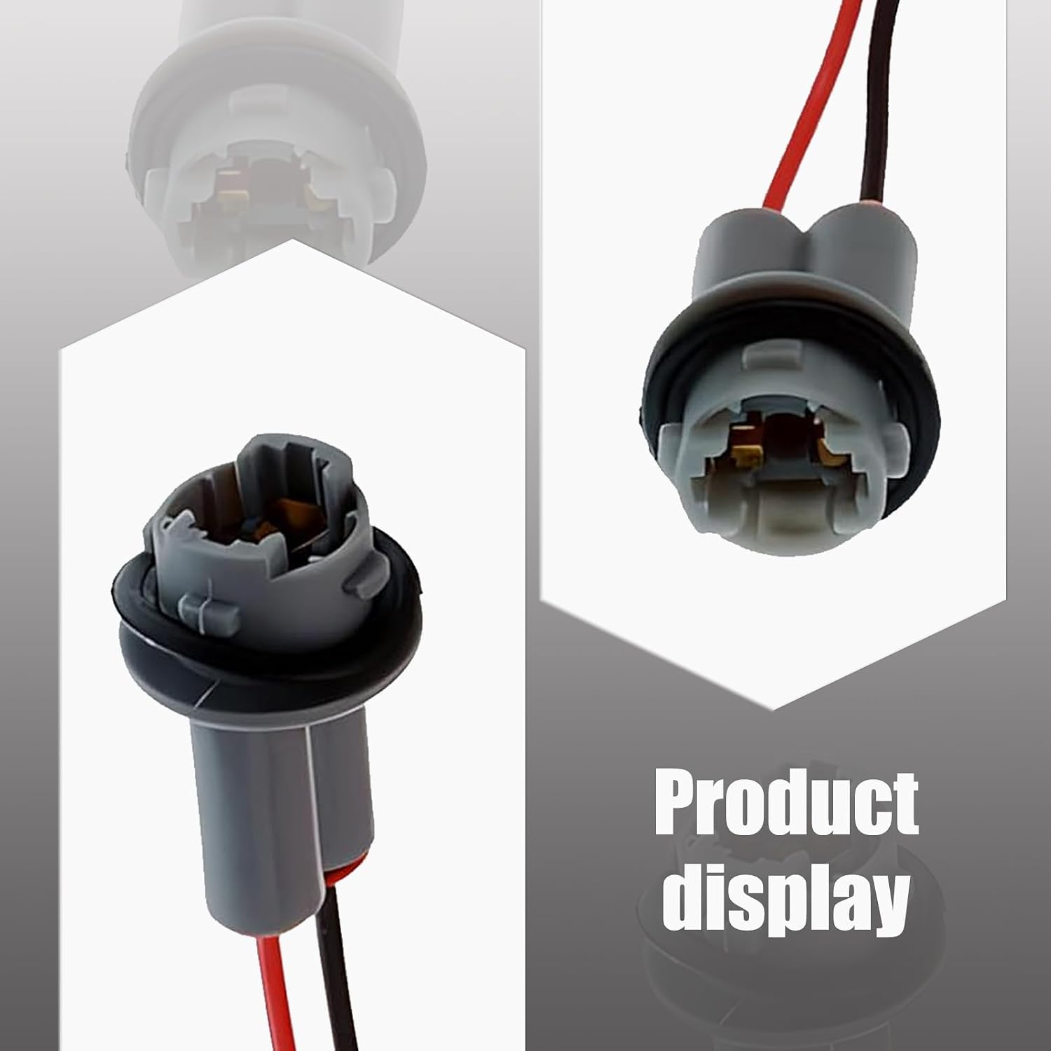 Tesnaao 2 PCS T10 Car Light Bulb Socket Wiring Harness, Multi-Purpose Small Glass Bulb Wiring Harness Pigtail Socket, Modification Replacement Repair Parts, Compatible with Most Car Models (Gray)