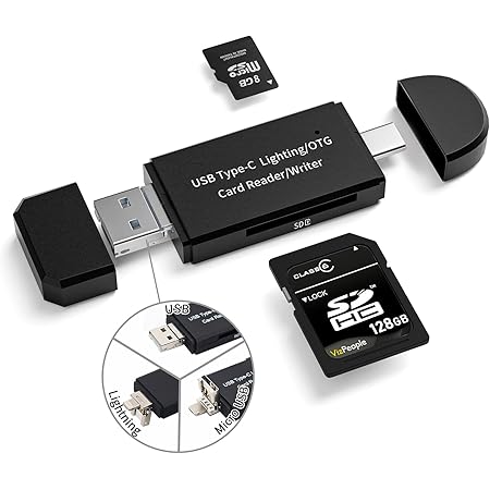 Amazon Sdカードリーダー Lighting Type C Usb Micro Usb 4in1 マルチカードリーダー Otg機能 高速データ転送 容量不足 メモリー解消 ファイル管理 メモリー カードリーダー Sd Micro Sdカード両対応 Usbカードリーダー Iphone Android パソコン タブレット対応