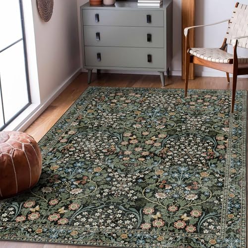 Tapete MUJOO 3x5 Floral Lavable Antideslizante Interior miniatura 4