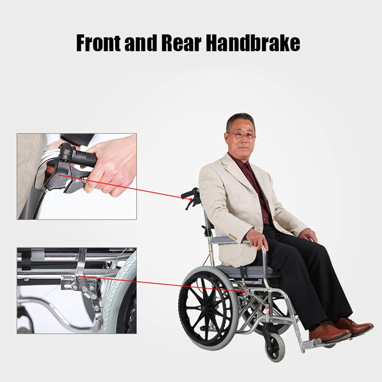 Silla de Ruedas Manual Ligera de Transporte para Adultos
