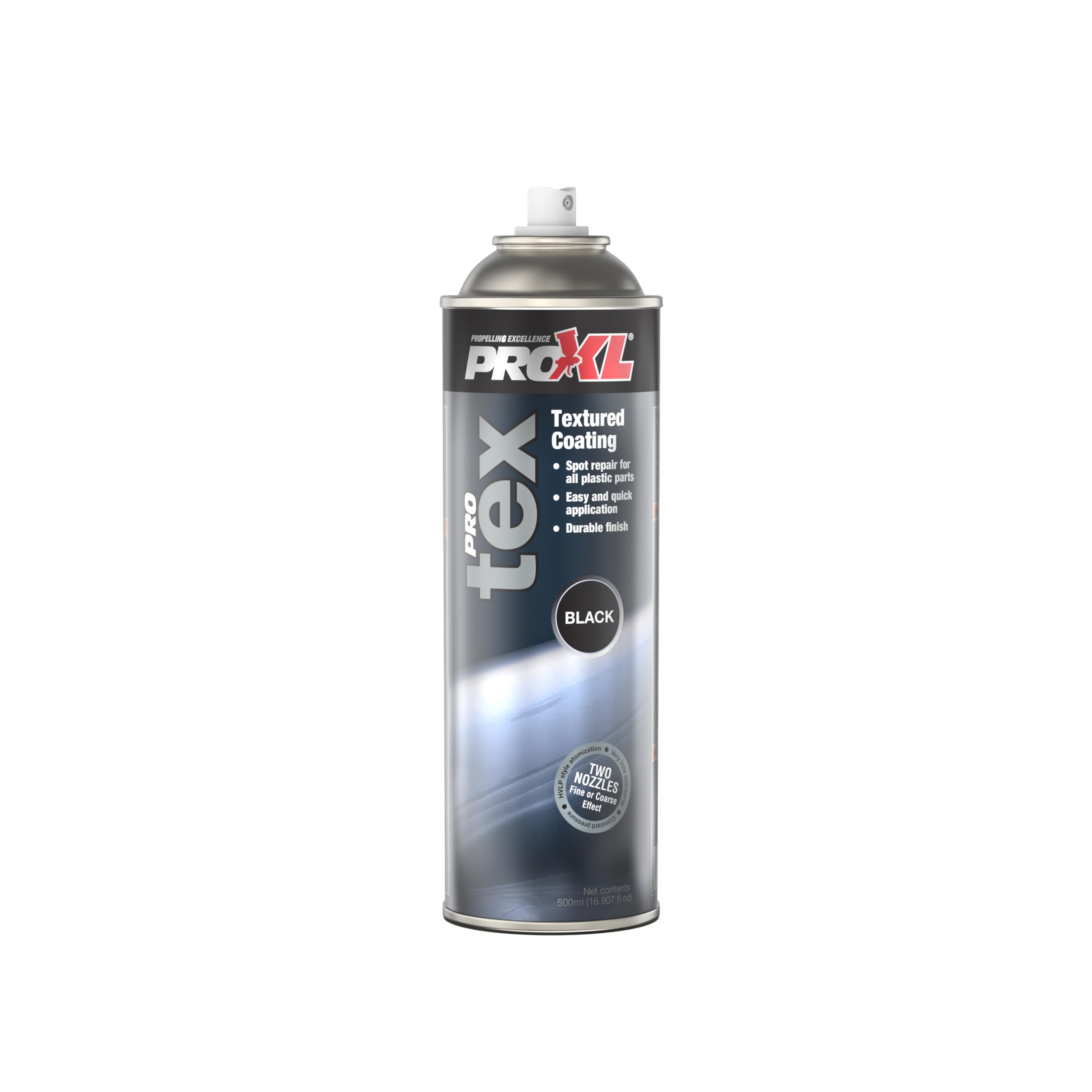 ProXL ProTex Black Coat Texture Spray - 500 ml | Premium Textured Dark Coating | Ideal Look For Car Bumper & Trim Repairs | Comes With Dual Nozzle System | Achieve a Course & Fine Finish
