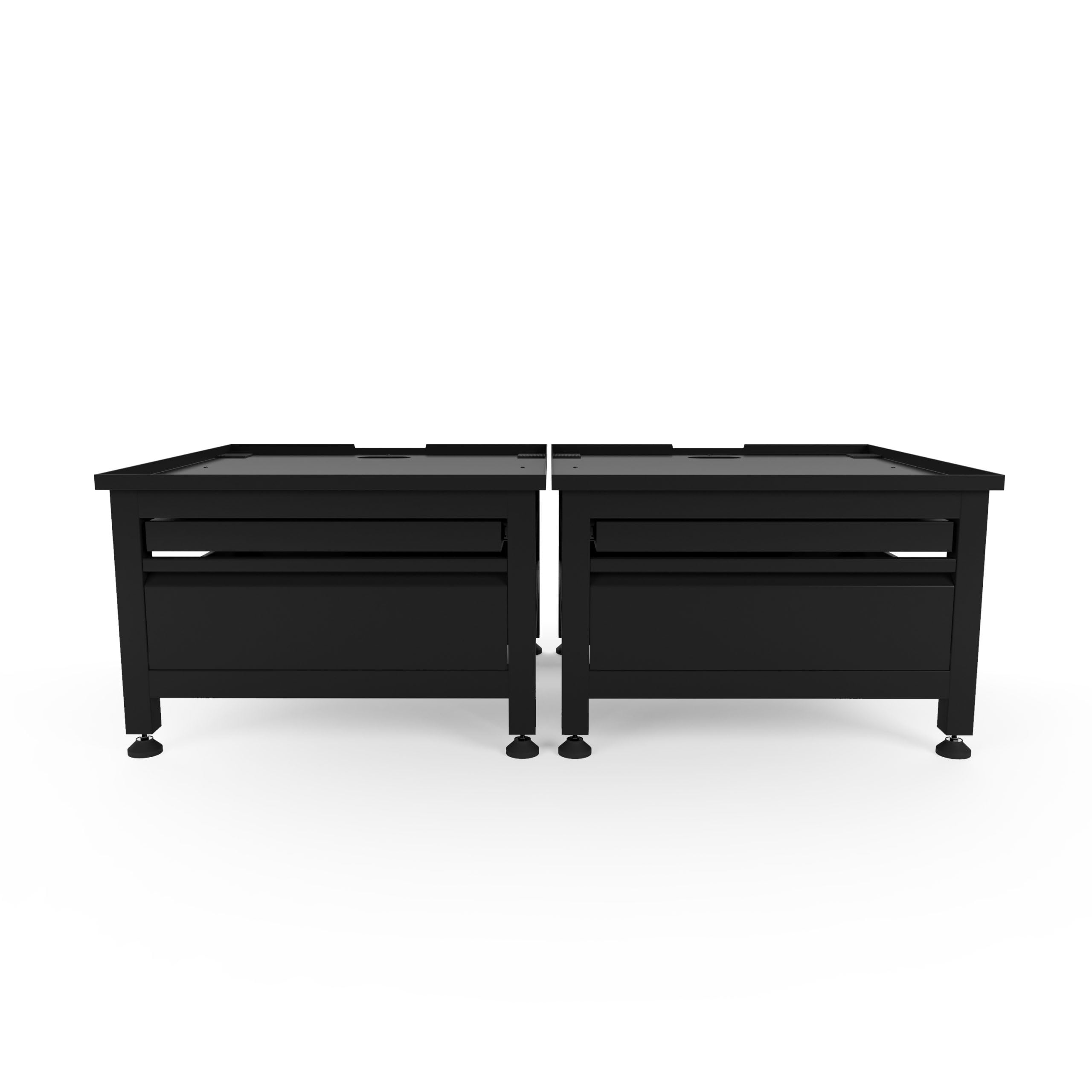 Waschmaschinen Untergestell Doppel mit Schublade und Ablage - Waschmaschinenunterschrank - Waschmaschinen Podest - Schwarz - Universell - 65 * 60,5 (LxB) - Inklusive Wandbefestigungen