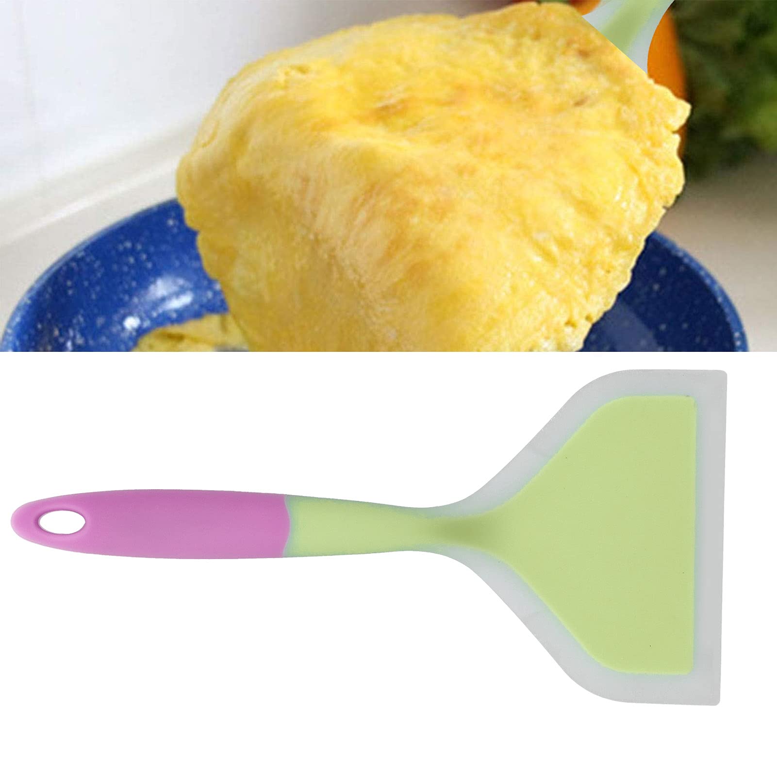 Ejoyous Espátula Ancha de Silicona, Espátula de Cocina Transparente de Dos Colores con Cabeza Ancha de 10 X 4,7 Pulgadas, Antiadherente, Ergonómico, para Panqueques, Huevos, Carne, Cocina Casera