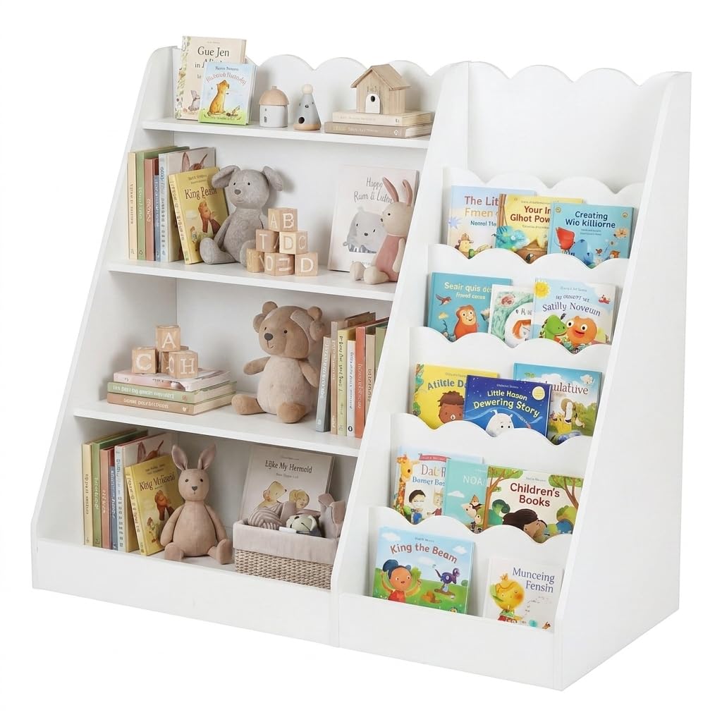 Maxmass 4-Tier Kids Bookshelf Wooden Children Bookcase (White)