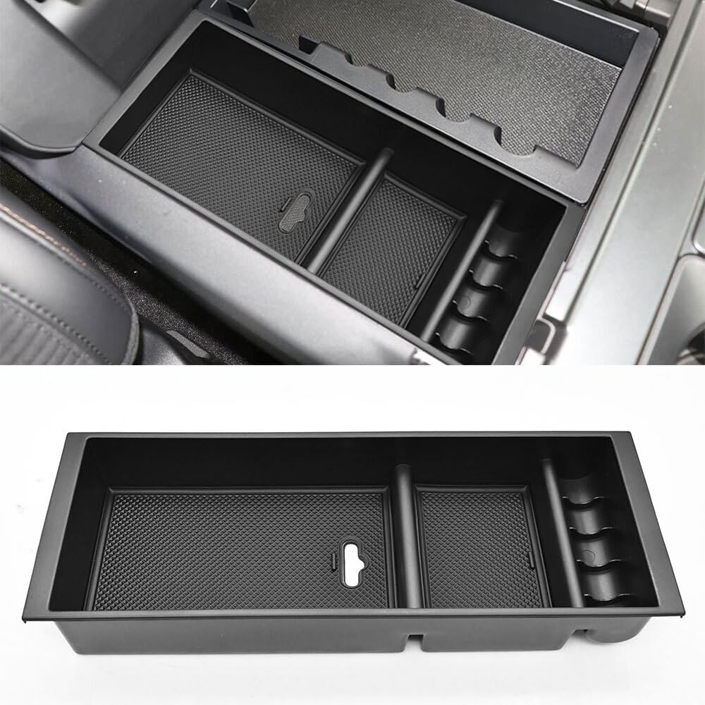 JKAPCYJFHF Organizador de caja de almacenamiento para reposabrazos de consola central ABS para Ford F-150 2021-2025