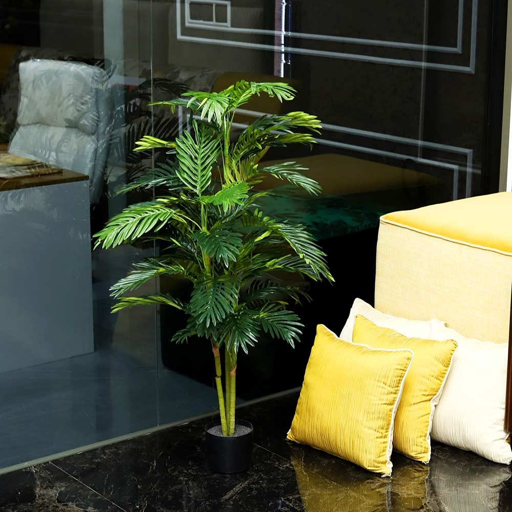 YATAI Artificial Areca Palm Tree With Black Plastic Pot Artificial