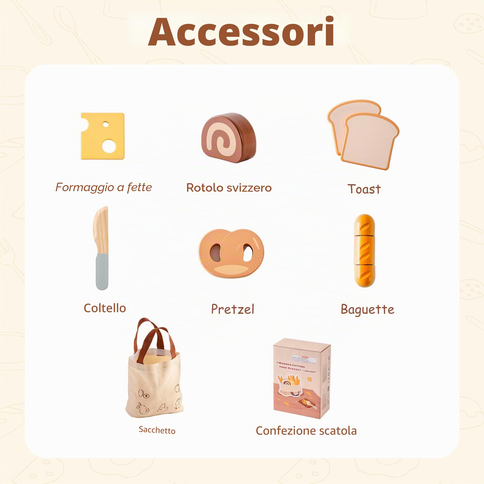 ROBOTIME Montessori - set da taglio in legno per bambini, da giardino e cucina, con accessori in legno, giocattoli per bambini (set di cottura)