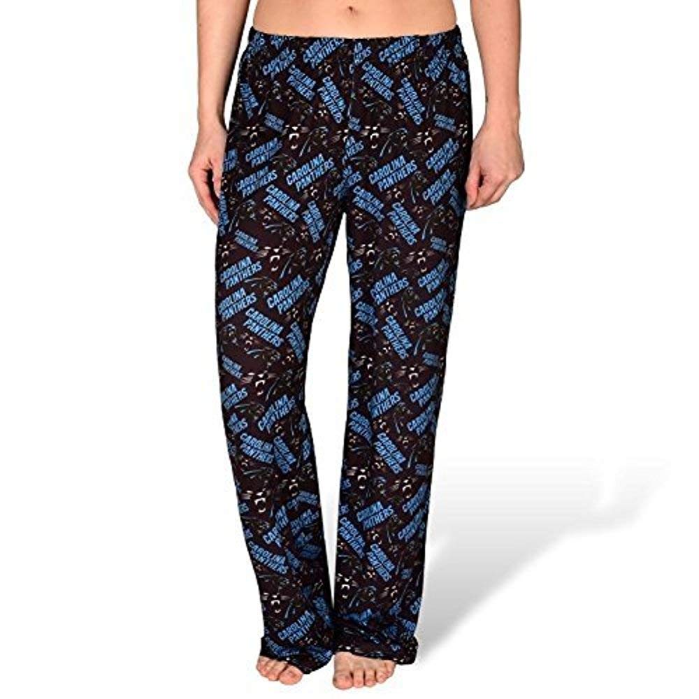 FOCO NFL Carolina Panthers Repeat Logo Print Polyester Sleepwear Pants, Small, Team Color