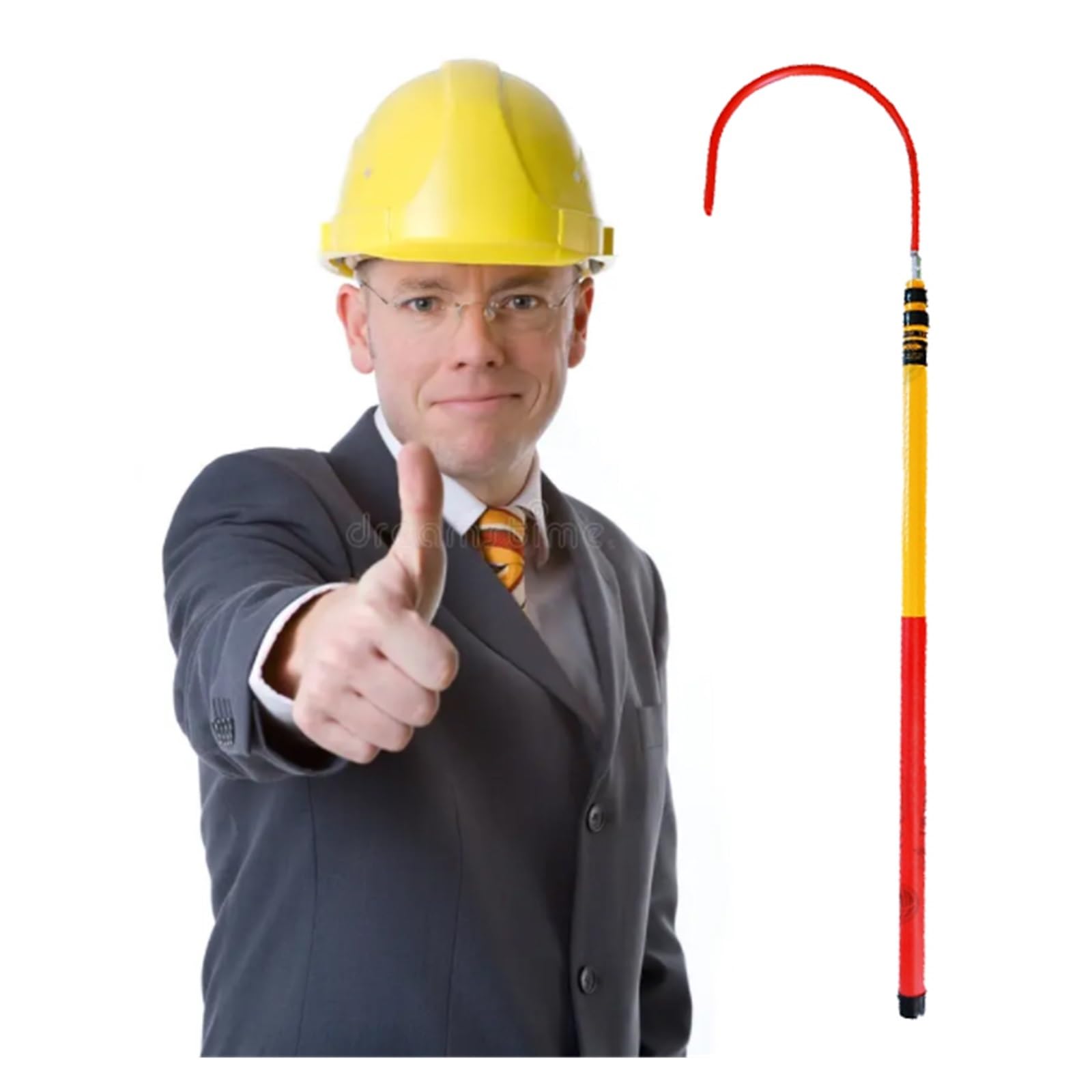 GHHVFEC High Voltage Insulated Rescue Hook, Lightweight Telescopic Pole for Firefighter Electrician - 6.5/9.8Ft Anti-Electrocution Rescue Tool