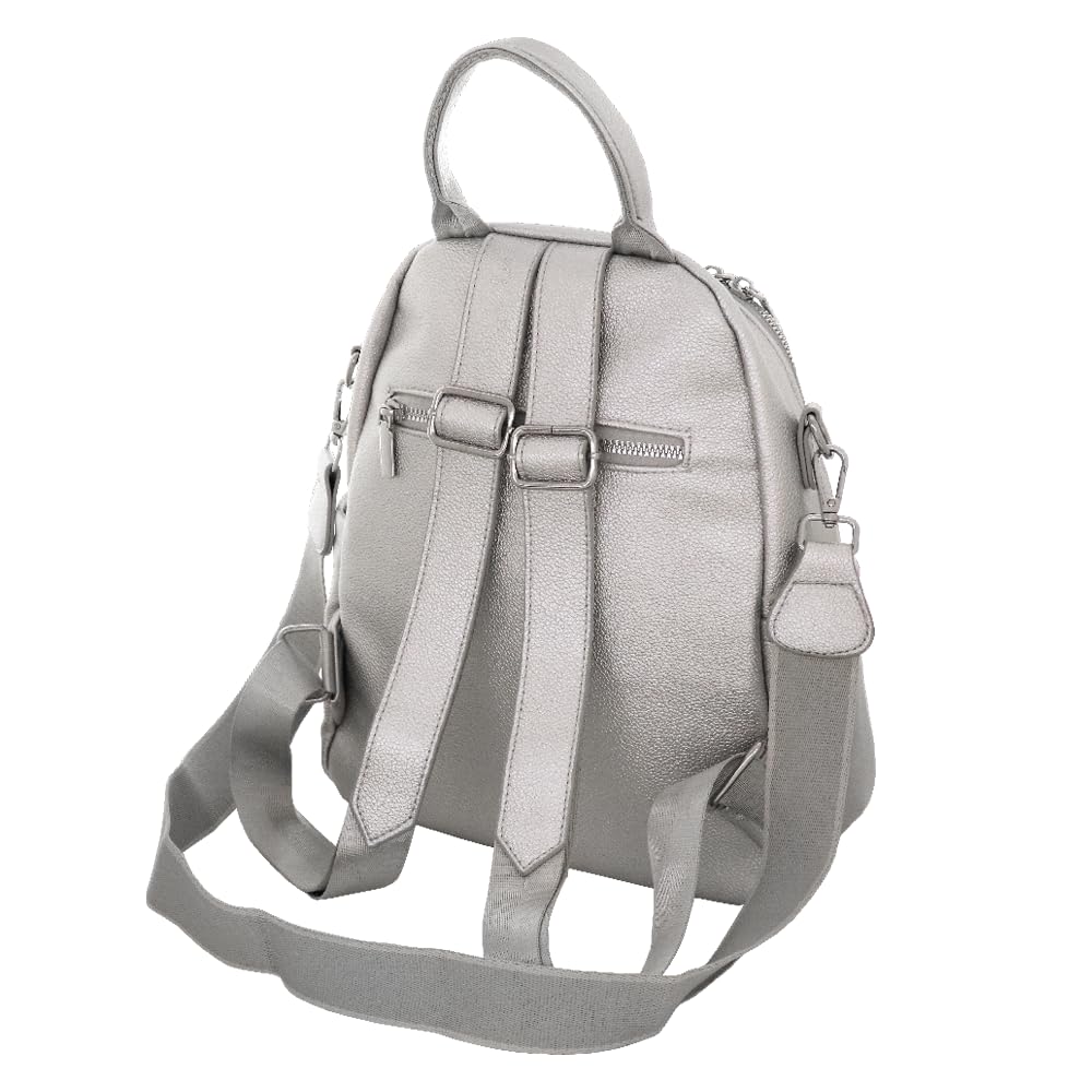 Camomilla Milano Zaino Casual Donna, Similpelle, Collezione Frizzy, Colore Argento