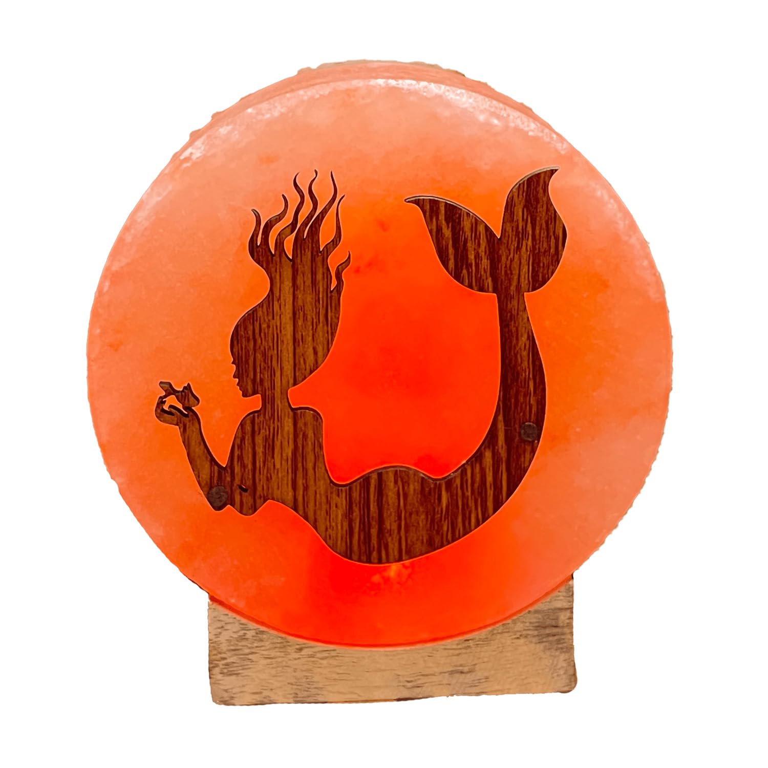 Himalayan Salt Lamp 1.2kgs Round Meditation Mood Light Mermaid & Fish Authentic