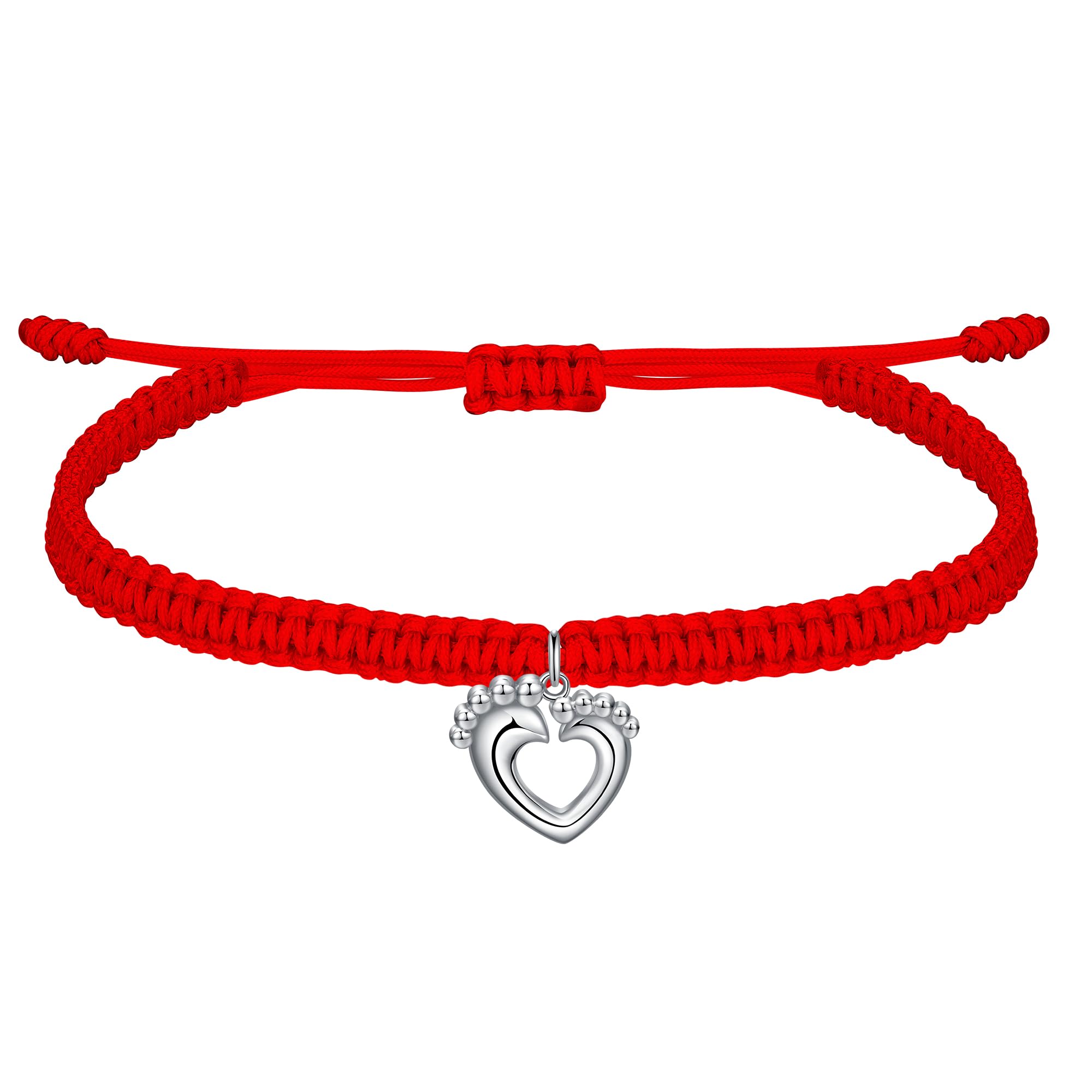J.Endéar Regalo para Mamá Futura, Pulsera De Cordón Hecha A Mano Para Mamá Embarazada, Huellas De Bebé Joyería Plata 925 Para Mamá Primeriza Mamá Primeriza