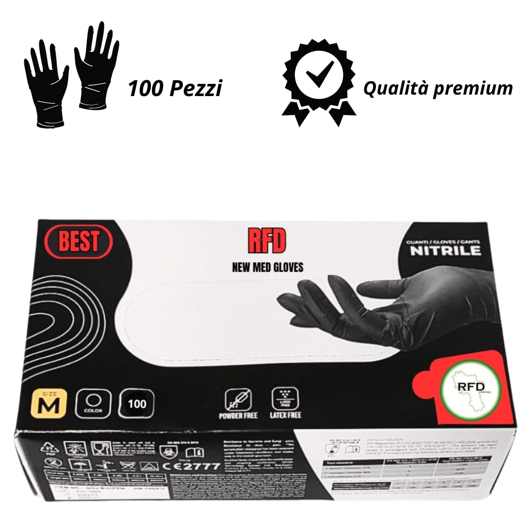 Guanti in nrile nero da 4 mil, impermeabili, in PVC, senza lattice