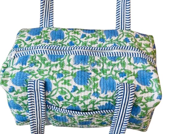 Handmade Quilted Large Duffle Bag Women Gift, Beach, Shopping, Gym, Travel Duffel Bag Ecofriendly Cotton Bag Weekender Duffel bag Overnight bags Gifts (20x10x10")3