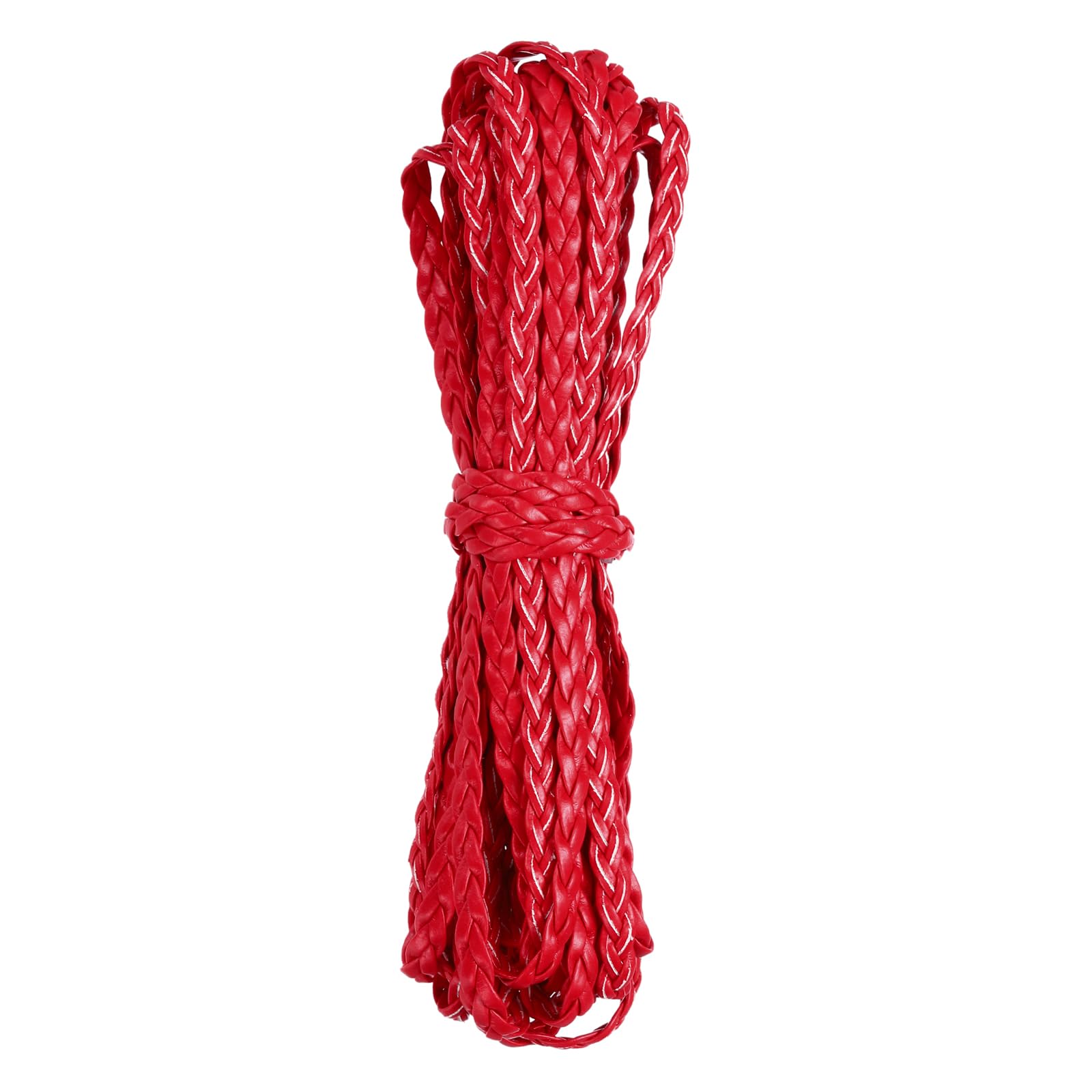 Rebower Flat Braided Leather Cord 5mm Braided Cording 5m Dark Red Leather Craft Strip for Jewelry Making Necklaces, Bracelets