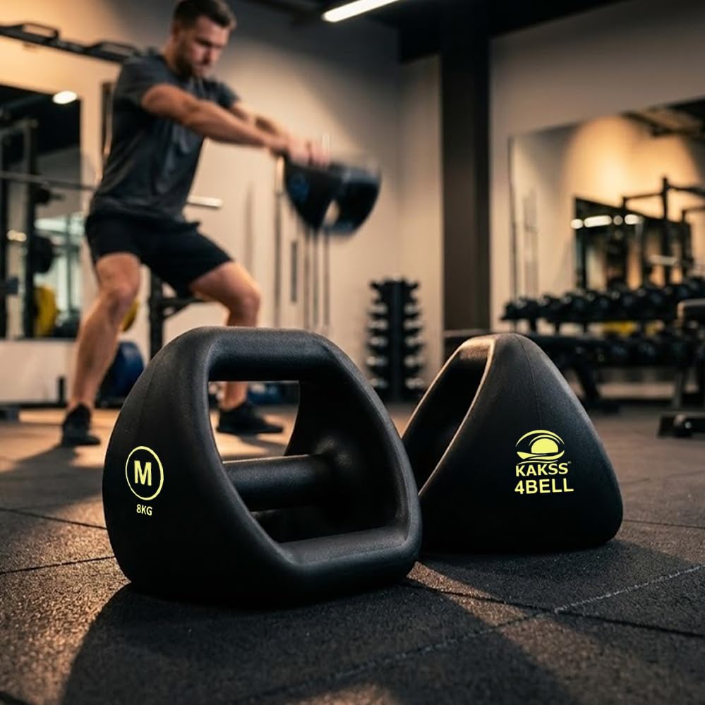 Image of Kakss 4BELL Multipurpose Gym Equipment 4-in-1 Dumbbell, Kettlebell, Push-Up Bar & Med Ball, Compact Home Workout Tool for Men & Women,(ONE PIECE) (8kg - 4Bell)