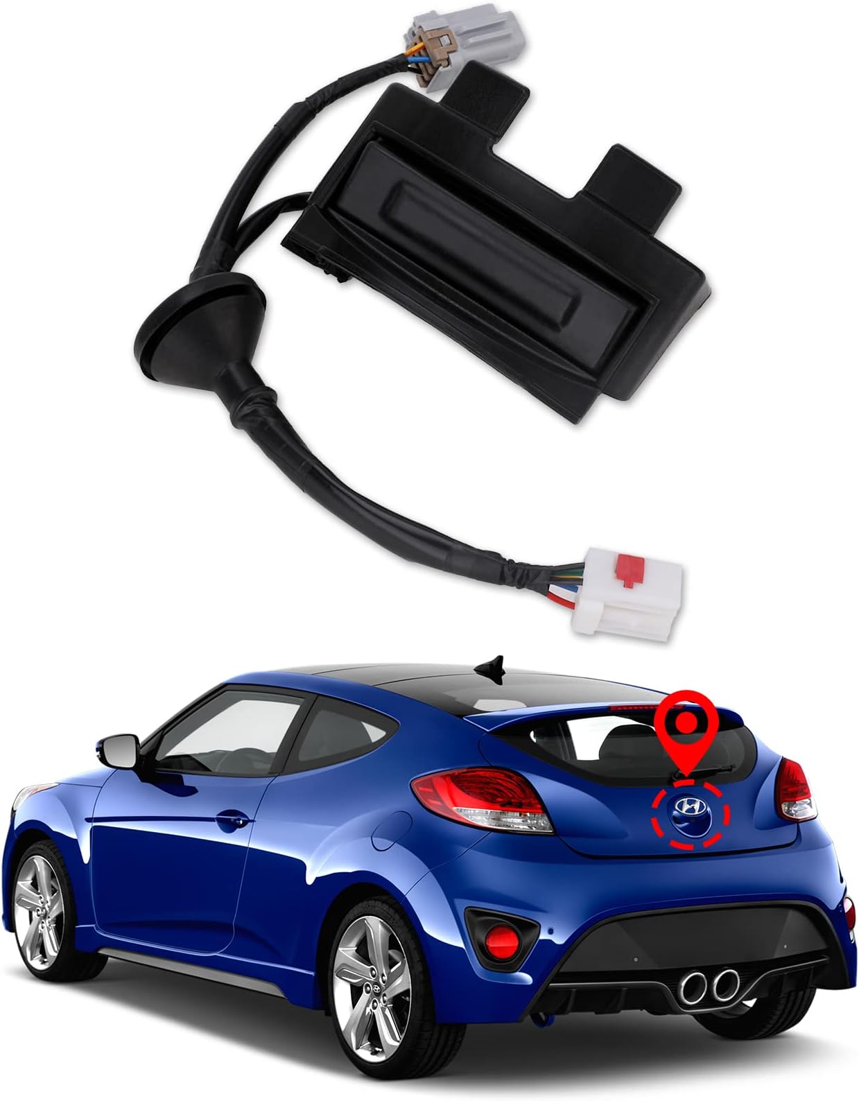 Yinlowa Hatch Release Button Trunk Latch Switch Compatible with 2012-2017 Hyundai Veloster 1.6L L4 Engine - Replaces 81260-2V010 812602V010 Rear Tailgate Outside Handle Button Lock Assembly