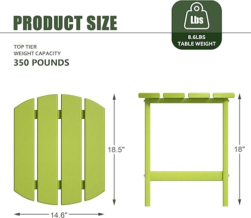 Miniatura 2 de TORVA Mesa auxiliar Adirondack para patio, mesas auxiliares para exteriores, resistente a todo tipo de clima, HDPE a prueba de humedad, uso