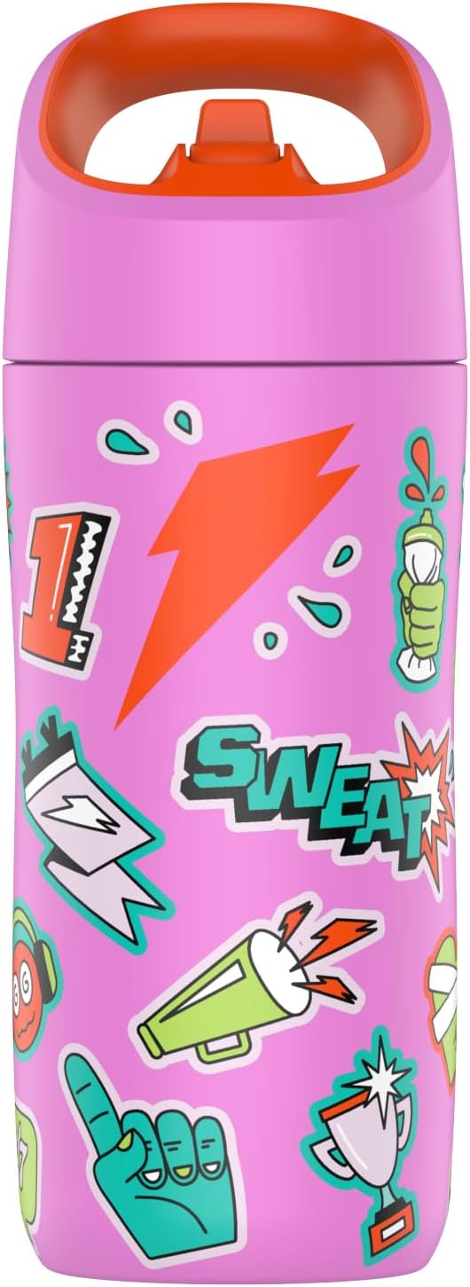 Stickered Pink 12oz Insulated Stainless Steel Water Bottle
