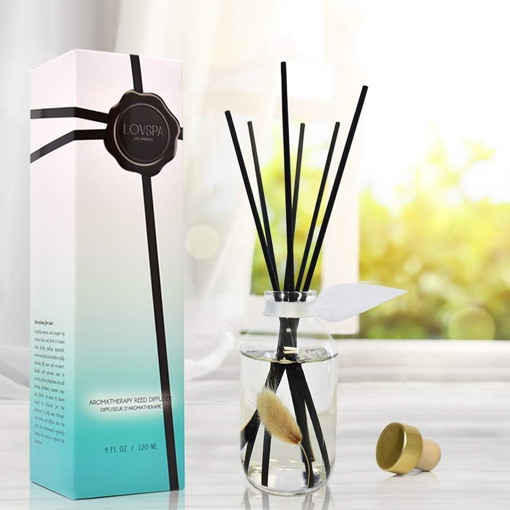 LOVSPA Reed Diffuser Set, Clean Cotton Blossom Scented Oil Diffuser with Sticks, Home Fragrance Accessories for Bathroom Shelf Decor, Aroma Diffusers for Home or Office Desk, USA Made - Image 5
